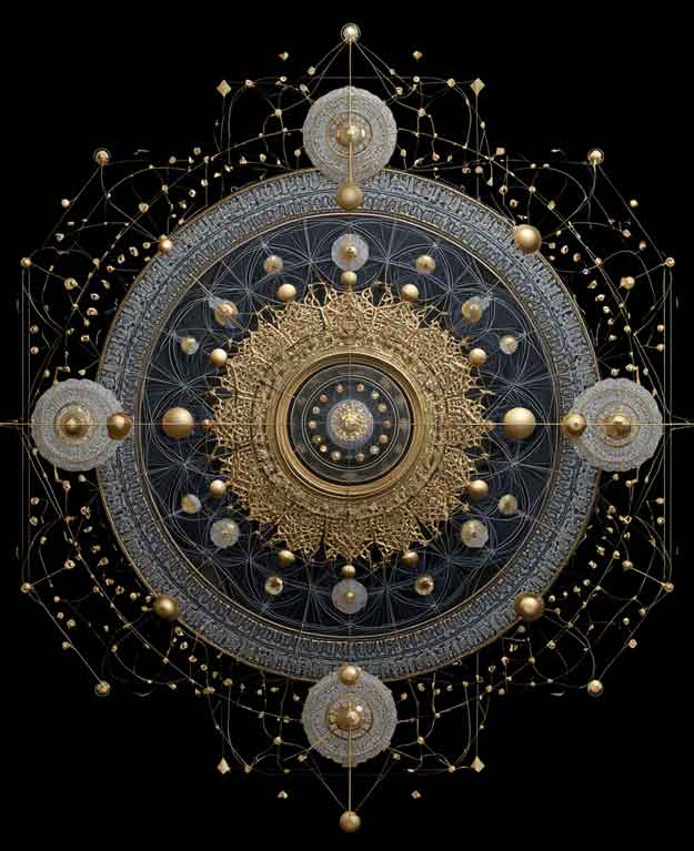 mandala pattern in ivory black and gold